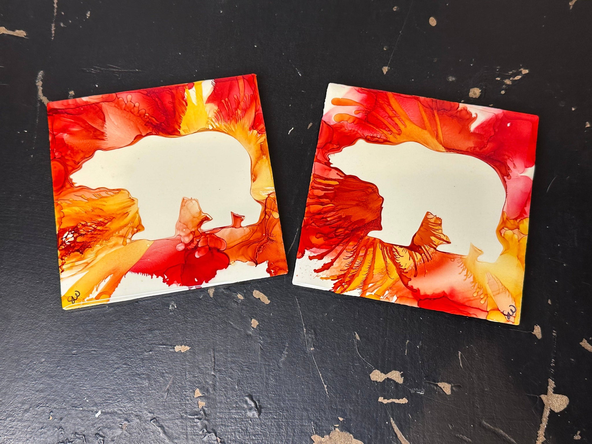Wyoming Handpainted Hotplate & Coaster Set