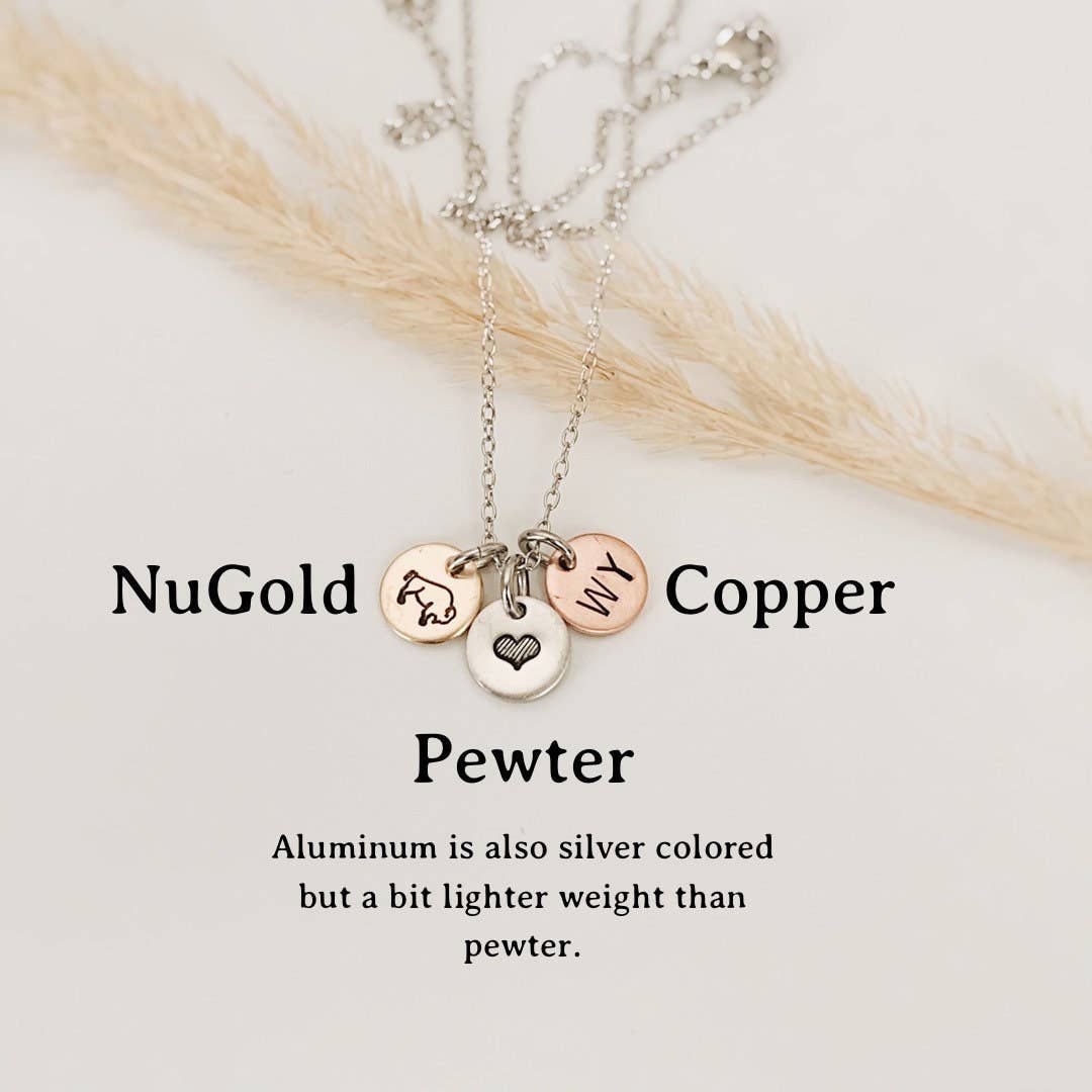 Mountain Bison Necklace, Buffalo, Hand Stamped Necklace: NuGold