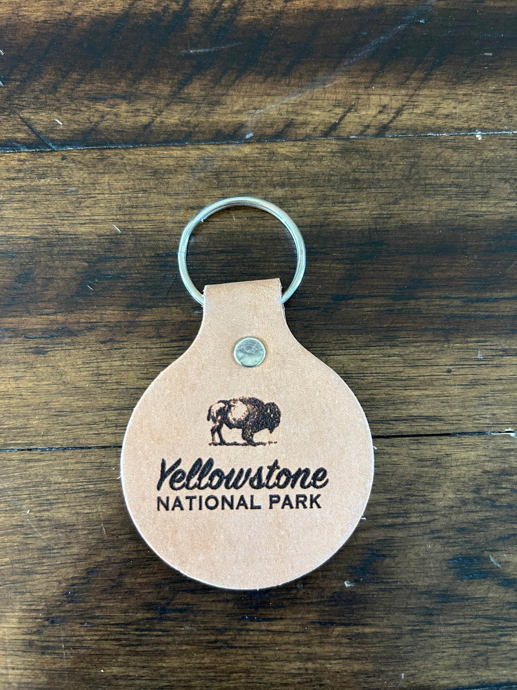 Yellowstone Leather Keychain, Yellowstone National Park: Off-White