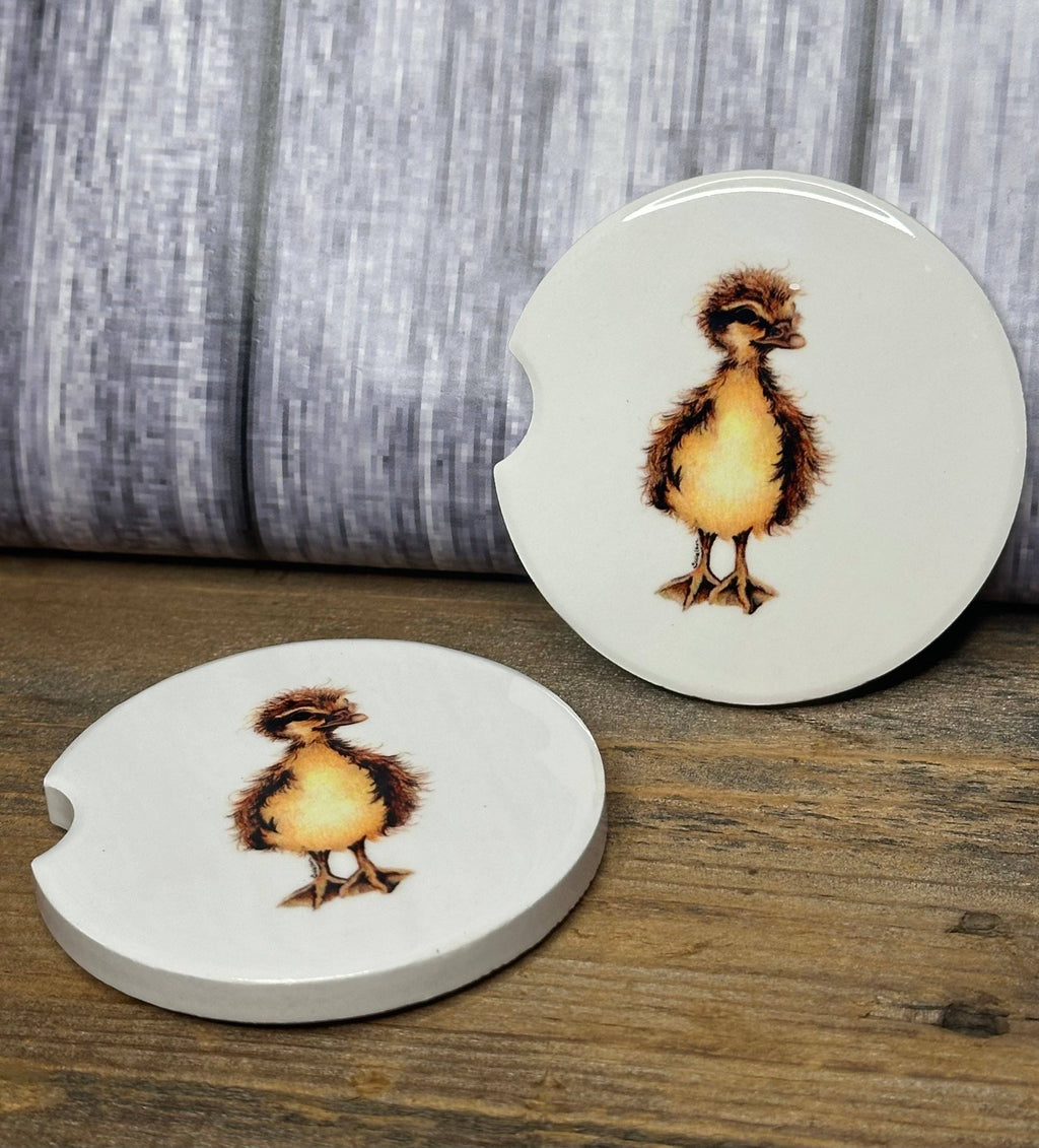 Set of 2 Original Art Duck Car Coasters by Terri