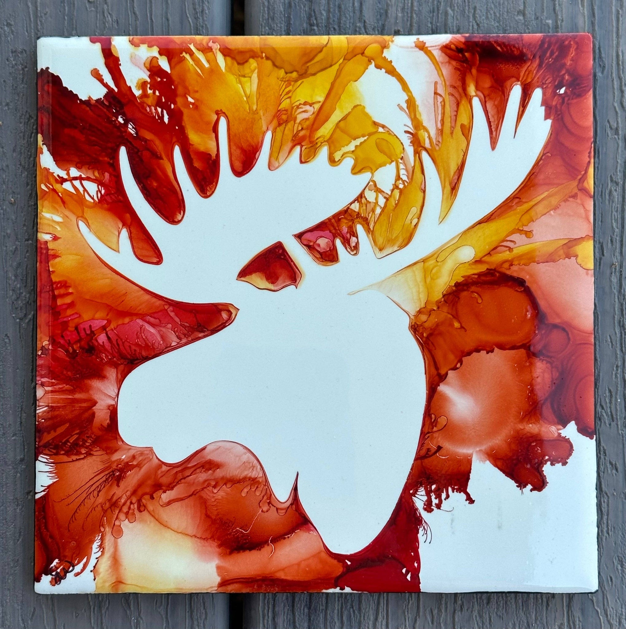 Wyoming Handpainted Hotplate & Coaster Set