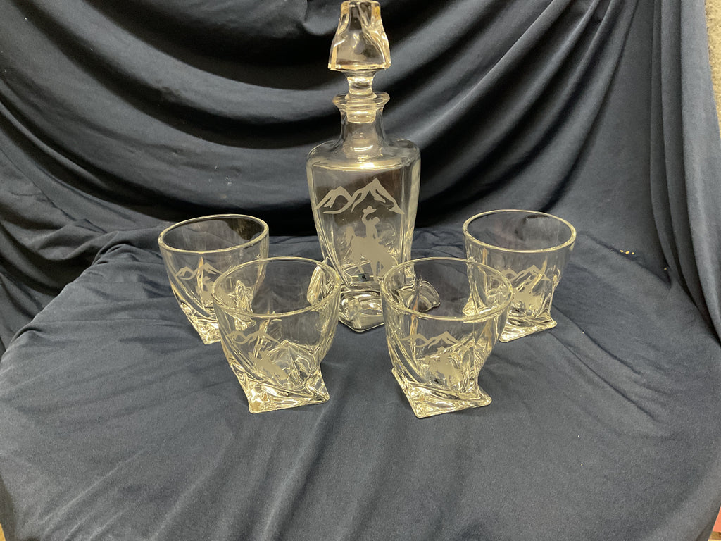 Steamboat Twisted Crystal Decanter Set