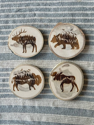 Elk Coaster, Colorado Aspen Wood, Laser Engraved