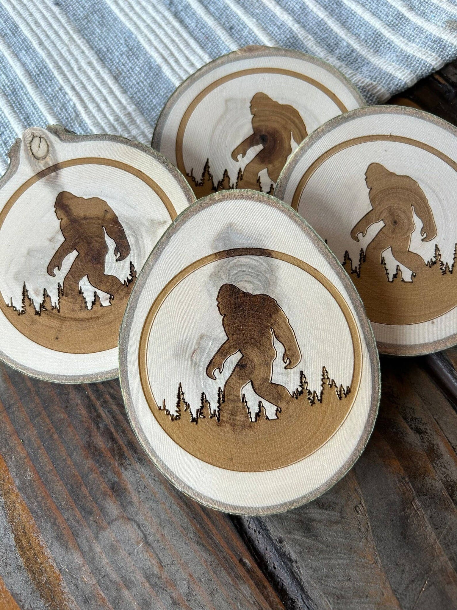 Sasquatch Coasters, Bigfoot Gift Idea, Engraved Bigfoot Coas