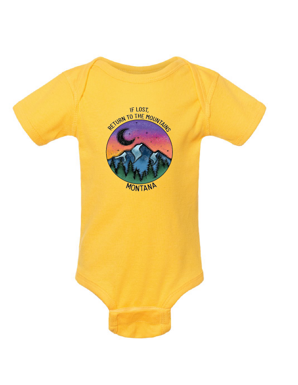 If Lost Return To - Custom - Baby Short Sleeve One Piece: Yellow / 12 months