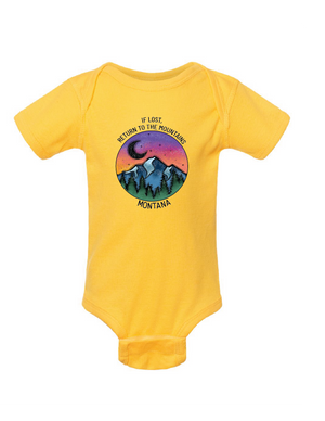 If Lost Return To - Custom - Baby Short Sleeve One Piece: Yellow / 12 months