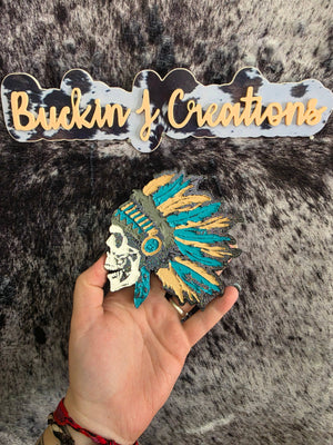 Indian Skull Headdress Car Air Freshener