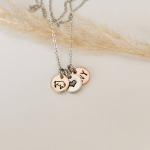 Buffalo Heart Triple Pendant Mixed Metal Necklace