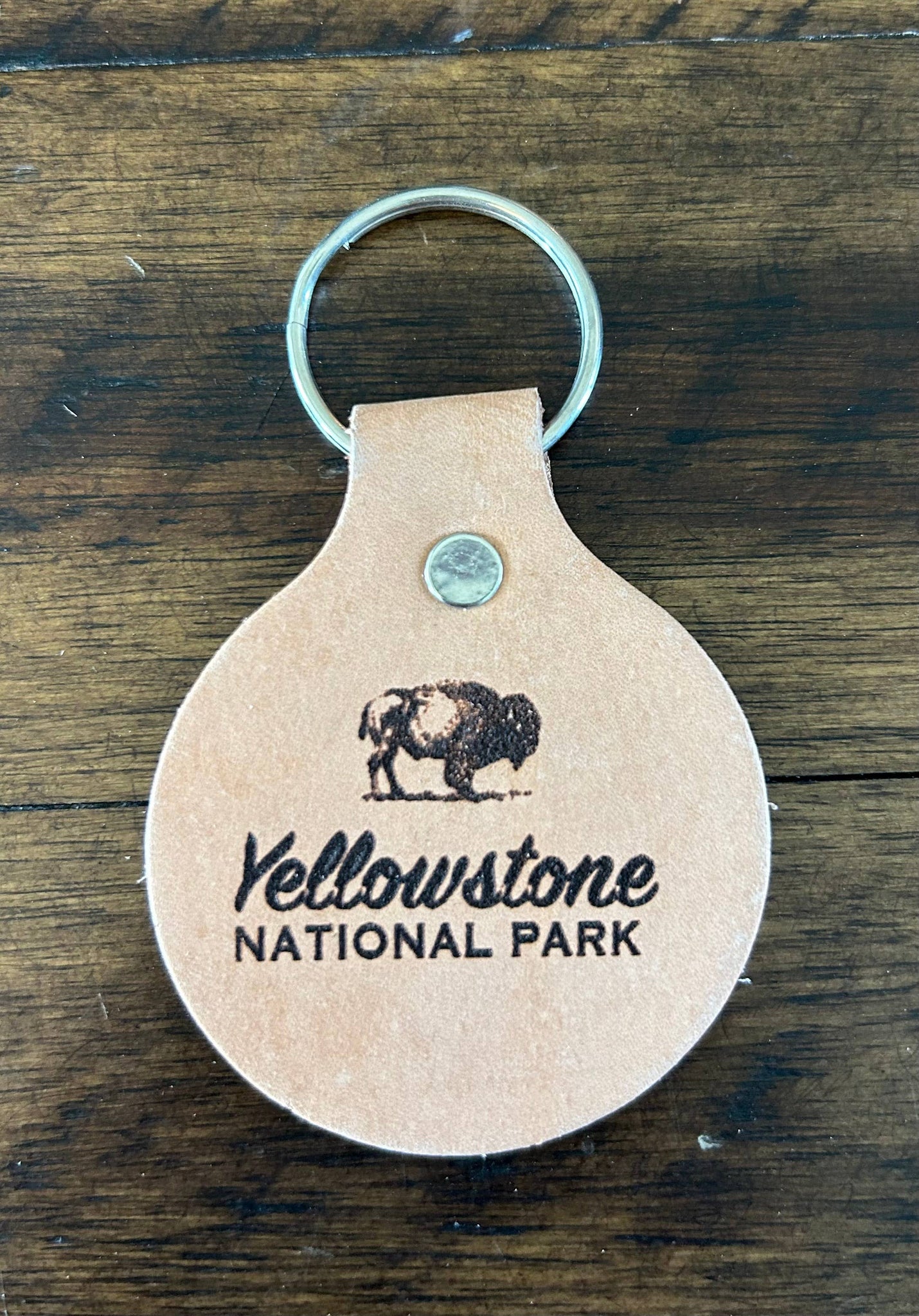 Yellowstone Leather Keychain, Yellowstone National Park: Off-White
