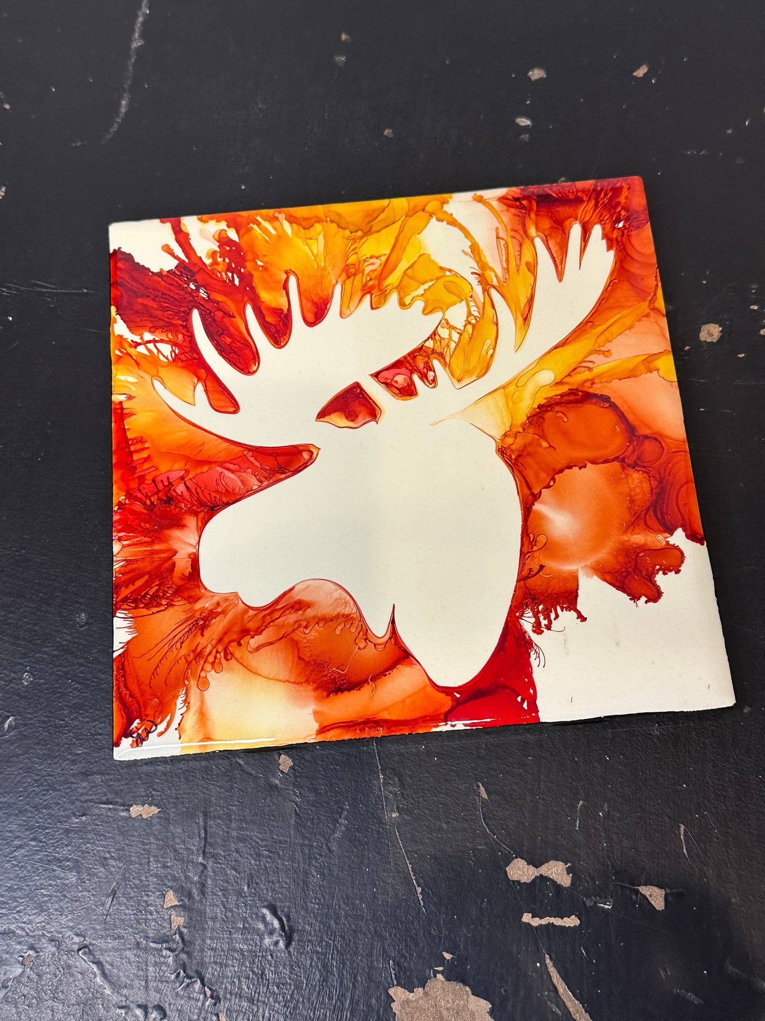 Wyoming Handpainted Hotplate & Coaster Set
