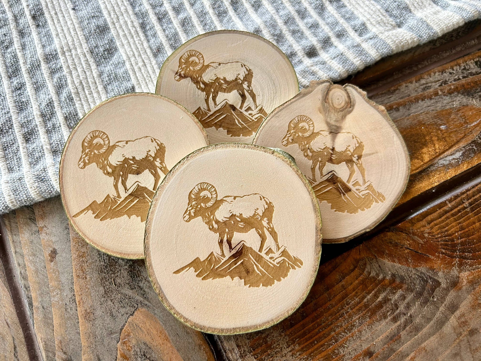 Bighorn Sheep Coaster, Mountain Wildlife Rustic, Ram