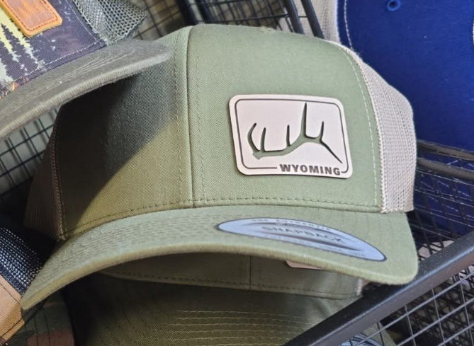 Elk Shed -  Leather Patch Hat: Moss/Khaki