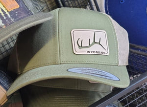 Elk Shed -  Leather Patch Hat: Moss/Khaki