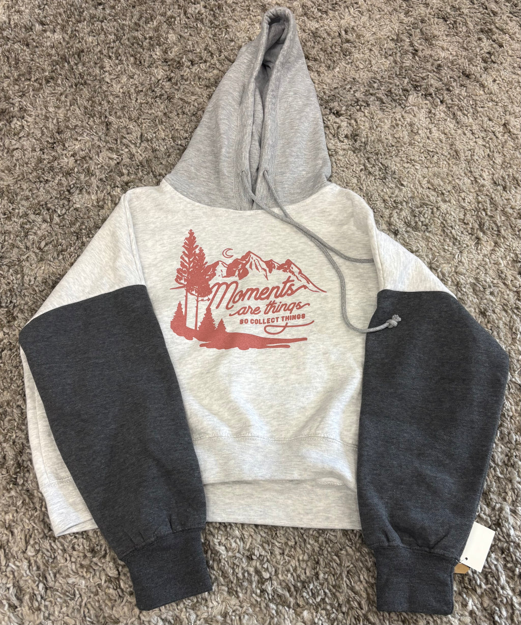 Gray Color Block Moments Hoodie