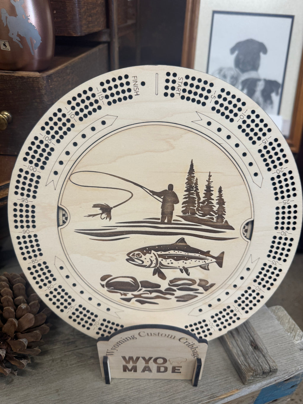 Fishing cribbage board