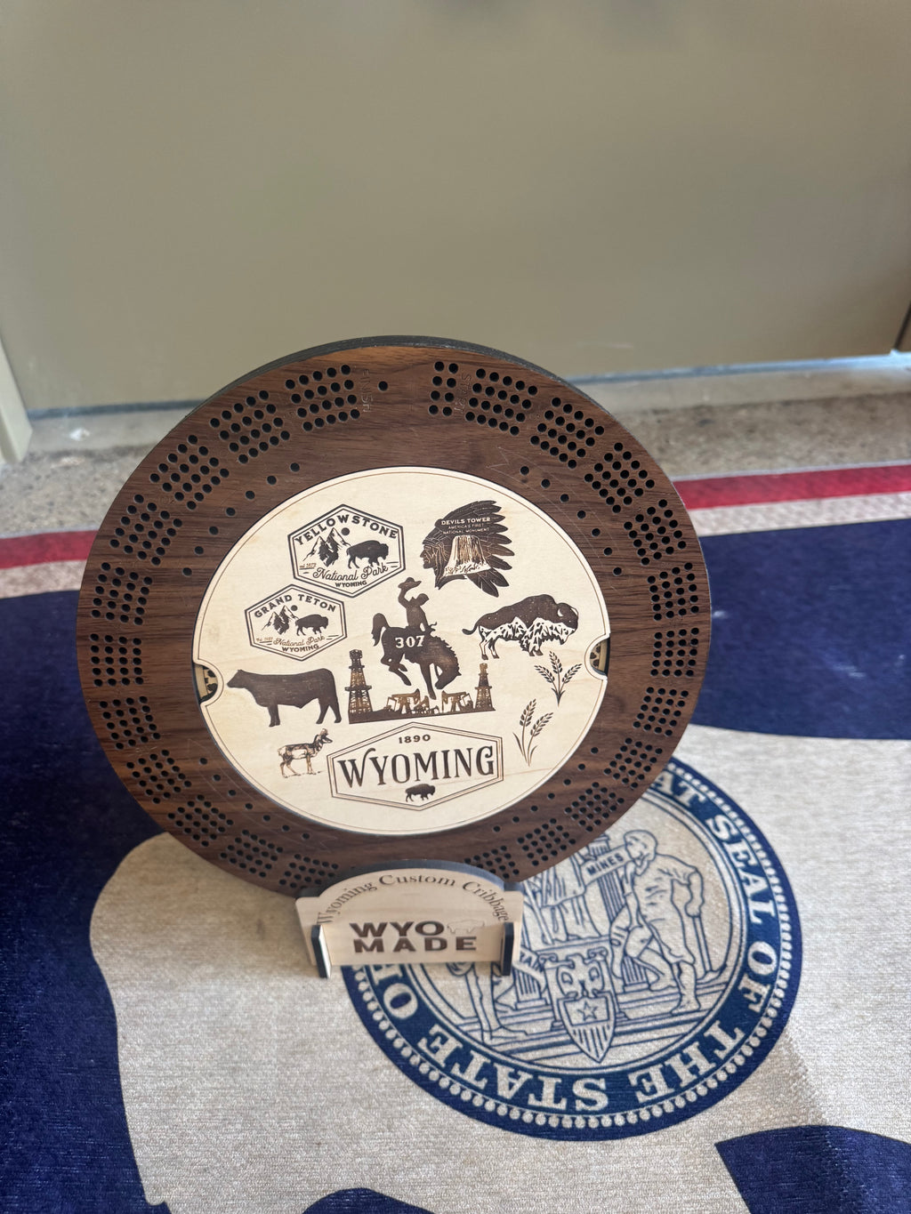 Wyoming themed custom cribbage board