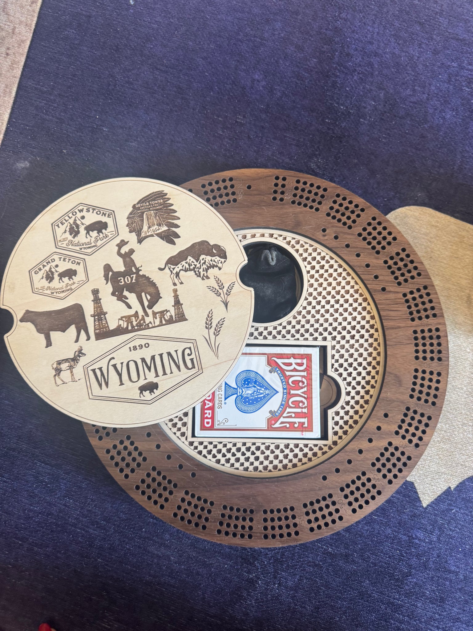 Wyoming themed custom cribbage board