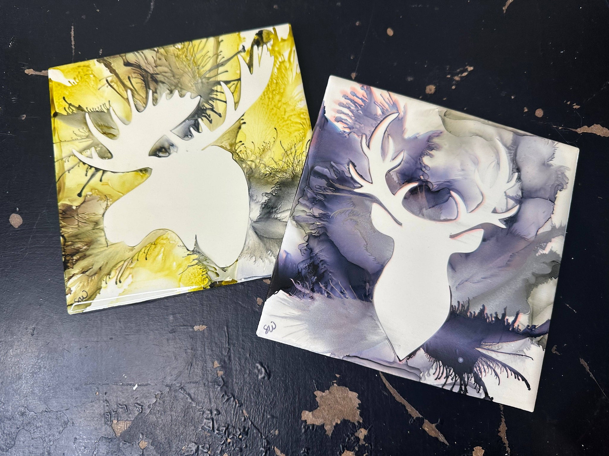 Wyoming Handpainted Hotplates- Set of 2