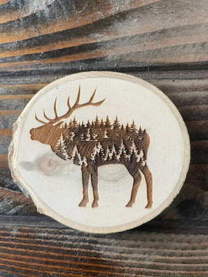 Elk Coaster, Colorado Aspen Wood, Laser Engraved