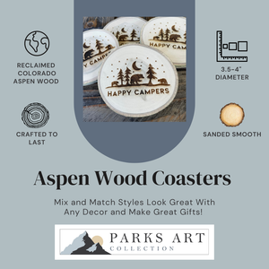 Bear Coaster, Colorado Aspen Wood, Laser Engraved