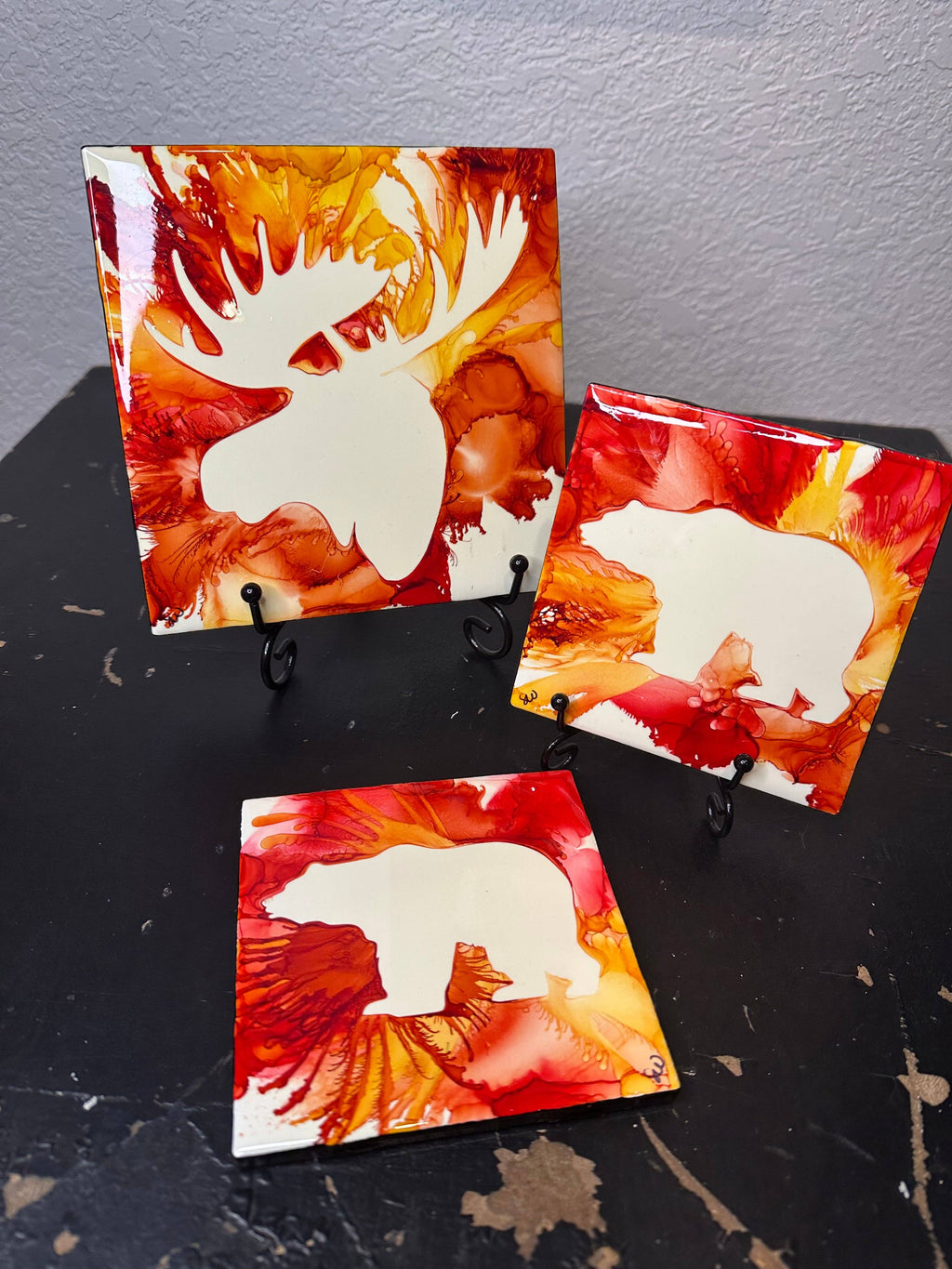 Wyoming Handpainted Hotplate & Coaster Set
