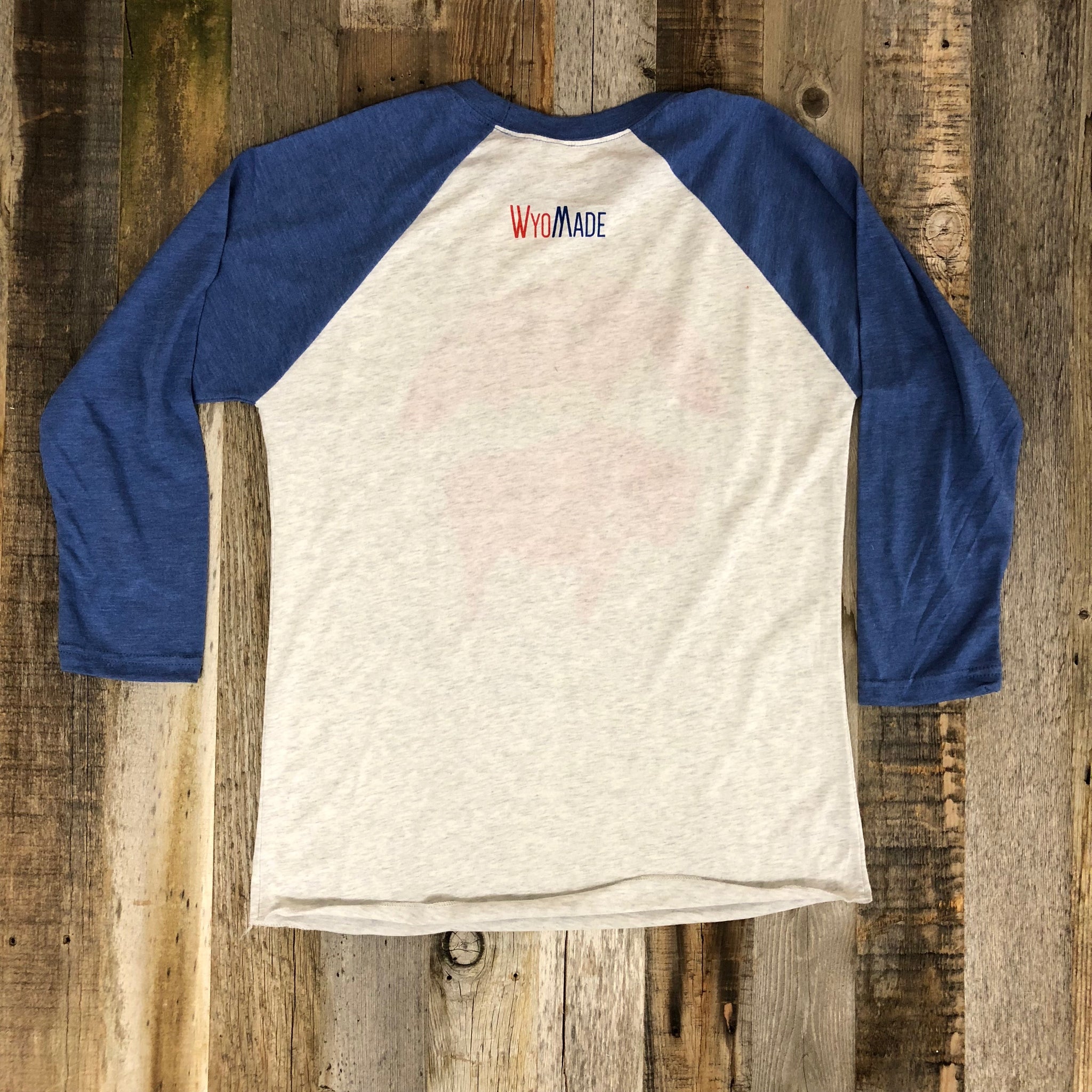 Bison Moon Baseball Tee | WyoMade Apparel | Blue/Grey