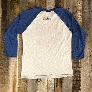 Bison Moon Baseball Tee | WyoMade Apparel | Blue/Grey