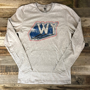 Men's WyoMade Vintage WY Long Sleeve- Heather Grey