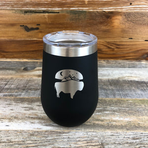 Bison Moon Wine Tumbler | 12 oz | Black