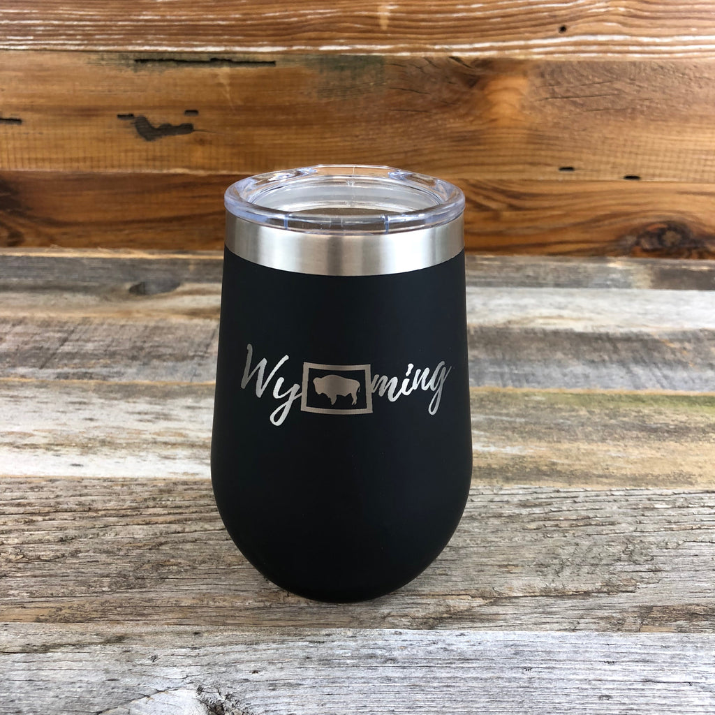 Wyoming Wine Tumbler | 12 oz | Black