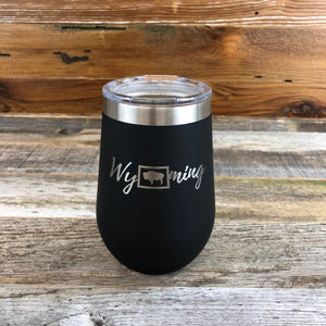Wyoming Wine Tumbler | 12 oz | Black