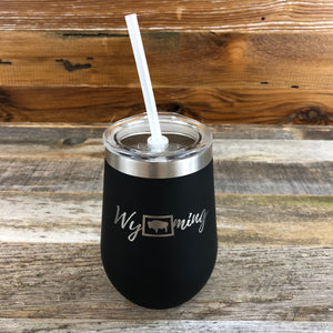 Wyoming Wine Tumbler | 12 oz | Black