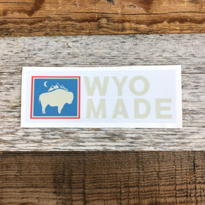 The New Bison Moon is a modern twist on our long time iconic design from WyoMade!   The Bison represents freedom and is a staple of Wyoming's open spaces. This sticker is sure to appease your desire to roam free.  Be a part of the herd with the WyoMade Logo Sticker from Wyomade.     Size:  1.4" x 4"