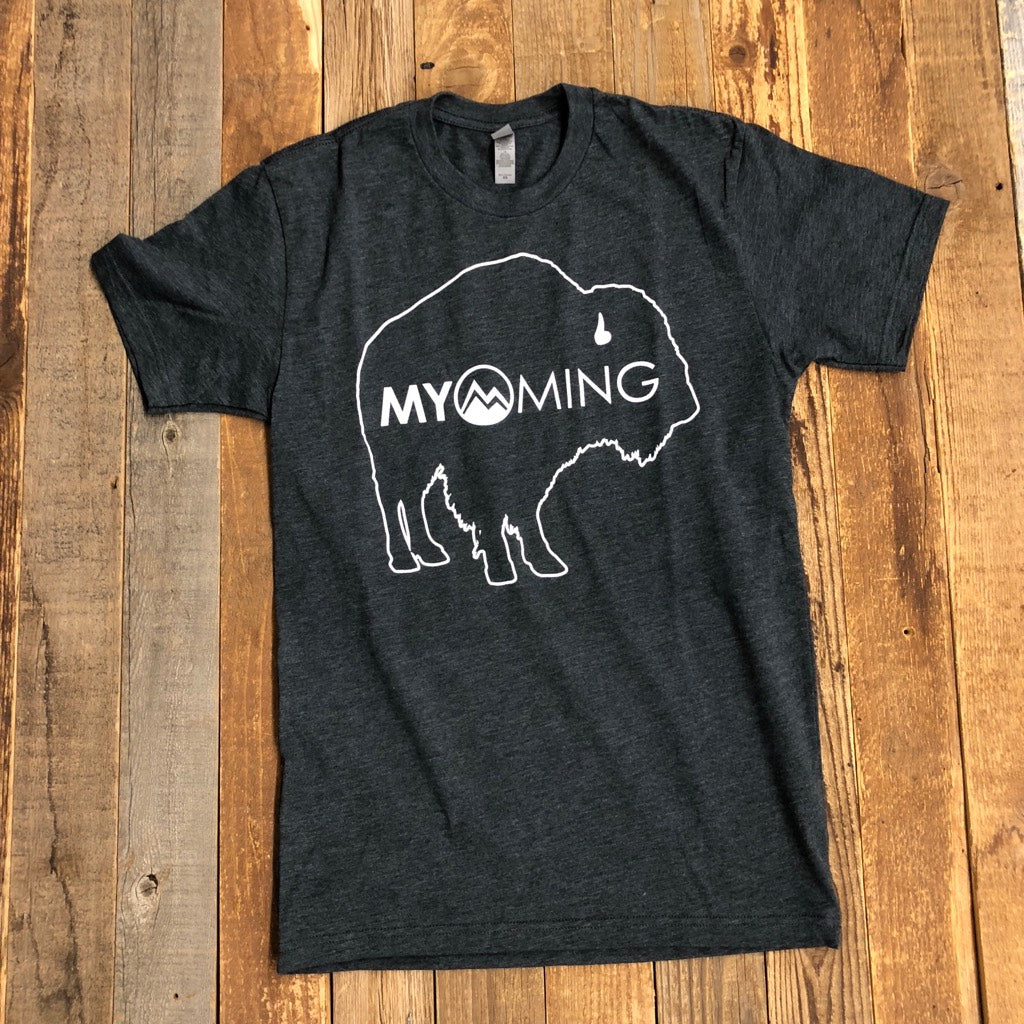 MYOMING Bison Tee | WyoMade Apparel | Unisex dark grey